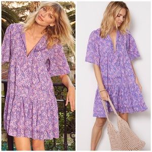 Emerson Fry India Collection Isla Dress in Violet Wildflower Shift Short Dress